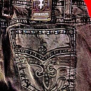 Rock Revival Jeans. Size 42 Relaxed straight black denim